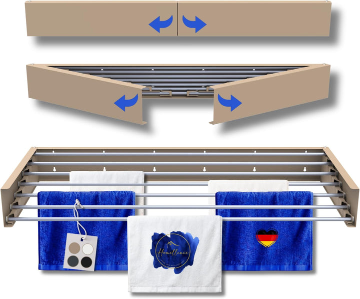 Homellence wall-mounted drying rack, Cappuccino, 120 cm (image 1)