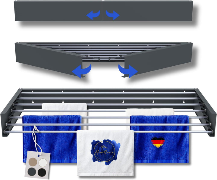 Homellence wall-mounted drying rack, Anthracite, 120 cm (image 1)