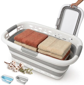 Homellence collapsible laundry basket 42 L, White/Grey (image 1)