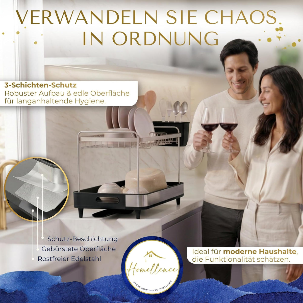 Homellence dish drying rack High-Tower, two tiers (image 7)