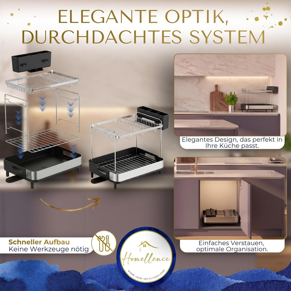 Homellence dish drying rack High-Tower, two tiers (image 6)