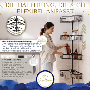 Homellence telescopic corner shower caddy, Matte Black (image 4)