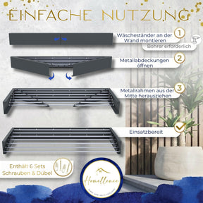 Homellence wall-mounted drying rack, Anthracite, 120 cm (image 4)