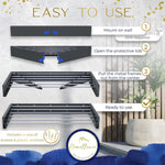 Homellence Wall-Mounted Clothes Drying Rack 100cm Anthracite - Instruction infographic for our professional-grade 30kg capacity retractable airer with 6 rods.