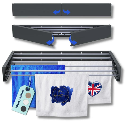 Homellence Wall-Mounted Clothes Drying Rack 100cm Anthracite - Heavy-duty 30kg capacity retractable airer for stylish urban homes.