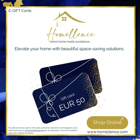 Homellence E-Gift Card EUR 50 - Digital voucher for high-end engineered home products and space-saving essentials.
