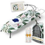 Homellence Folding Tabletop Ironing Board Set Green Floral - Patented folding mechanism with two premium heat-resistant cotton covers