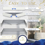 Homellence Wall-Mounted Clothes Drying Rack 100cm White - Step-by-step setup for our retractable airer featuring 6 aluminum rods and heavy-duty 30kg capacity.