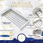 Homellence Wall-Mounted Clothes Drying Rack 100cm White - Heavy-duty retractable airer with 6 aluminum rods and 30kg capacity.