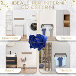 Versatilità dello stendibiancheria da 70cm color cappuccino installato in bagno, lavanderia, cucina e terrazza.