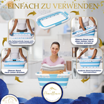 Schritt-für-Schritt-Anleitung zur Verwendung des Homellence Wäschekorbs: Aufklappen durch Ziehen am Rand und platzsparendes Zusammenfalten.