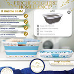 Tabella comparativa: i vantaggi del cesto Homellence azzurro come la robustezza e la ventilazione rispetto ai modelli standard.