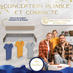 Design élégant et compact : le séchoir mural cappuccino de 100 cm ne mesure que 2,8 cm d'épaisseur une fois fermé, idéal pour tous les intérieurs.