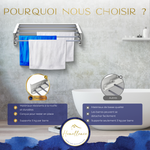 Pourquoi choisir Homellence : barres en aluminium robustes supportant 5 kg chacune, design compact et résistant à la rouille.