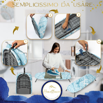 Manuale d'uso illustrato: montaggio rapido in 4 semplici passaggi per un'asse da stiro da tavolo stabile e pronta all'uso in pochi secondi.