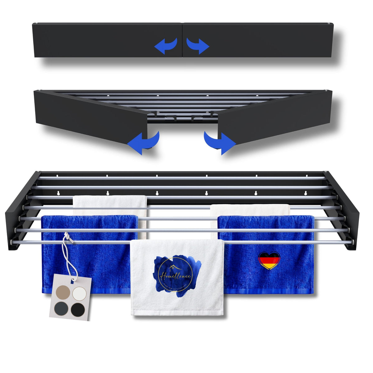 Homellence wall-mounted drying rack, Black, 120 cm (image 1)