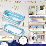 Darstellung der Platzersparnis des Homellence Wäschekorbs: Zusammengefaltet passt er perfekt in schmale Nischen neben die Waschmaschine oder in Regale.