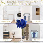 Versatilità d'uso del modello bianco da 70 cm: perfetto per lavanderia, bagno, cucina o terrazza grazie alle aste in alluminio.