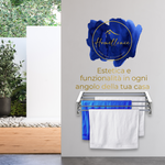 Integrazione perfetta in casa: scena lifestyle con lo stendibiancheria da parete Homellence bianco da 70 cm, estetica e praticità.