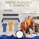 Diseño elegante y compacto Homellence: el tendedero de 100 cm antracita mide solo 2,8 cm de grosor al cerrarse, ideal para hogares modernos.