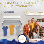 Diseño elegante y compacto Homellence: el tendedero de 100 cm blanco mide solo 2,8 cm de grosor al cerrarse, ideal para hogares modernos.